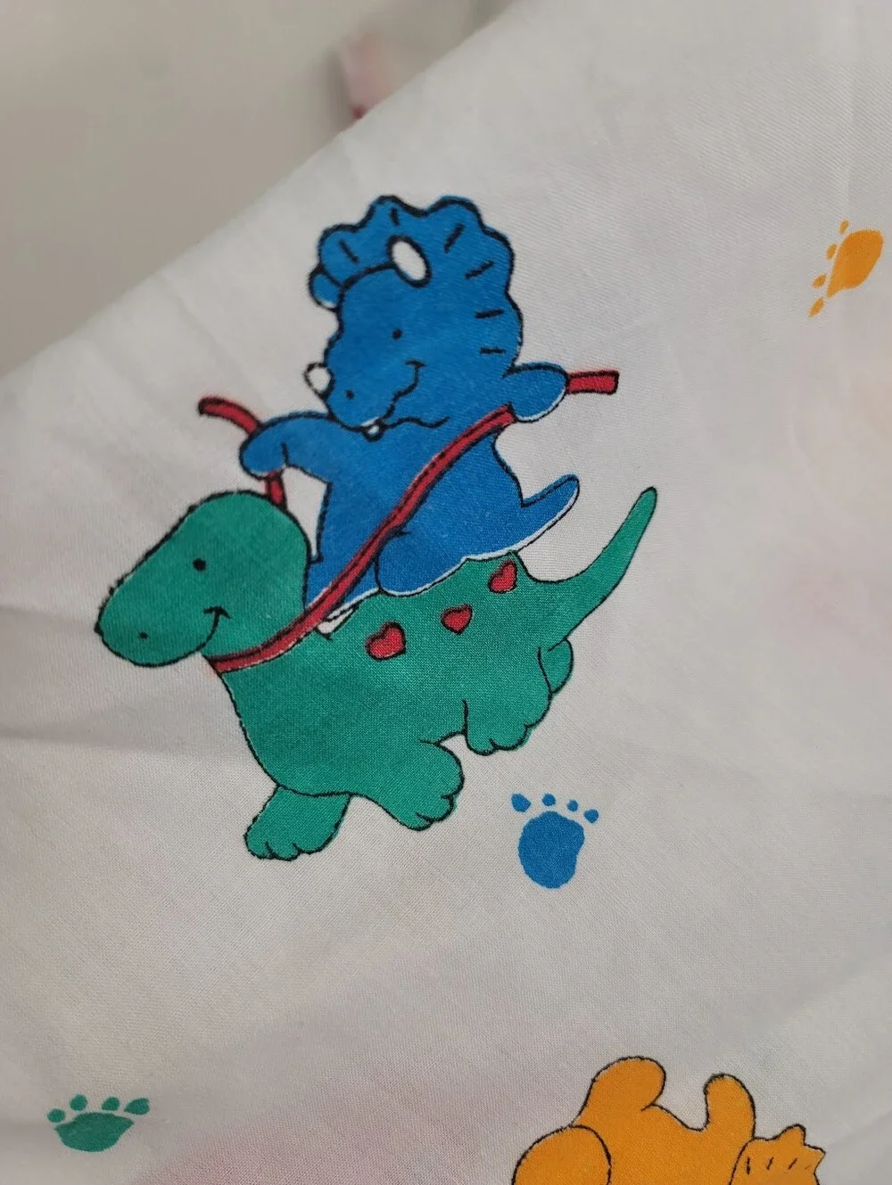 VTG Colorful Dinosaur That's Our Baby Princess Fabrics Crib Sheet 80s/90s